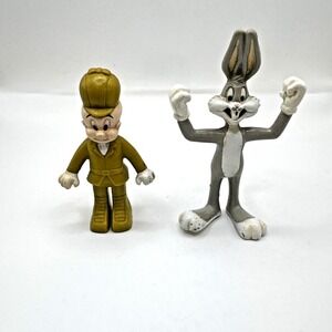 Bugs Bunny (1991) and Elmer Fudd‎ (1988) Lot Of 2 WBI Bendable Toys